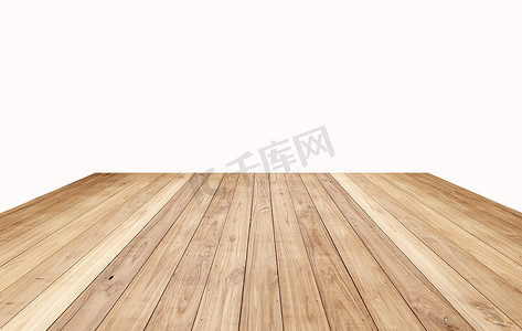 木板摄影照片_上白孤立的棕色木板地板纹理背景