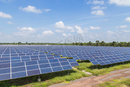 光伏发电站摄影照片_太阳能电池板，太阳能电站  