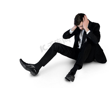 受苦摄影照片_Business man suffer on floor