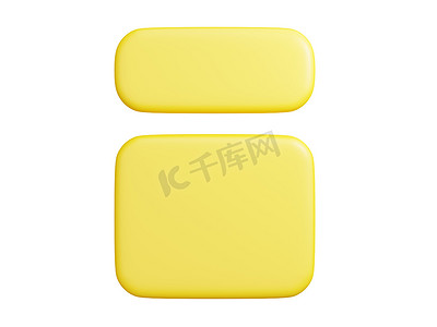 Banner plate 3d render - rectangular shaped yellow plaque with empty space for text for promotion and advertising poster. Cartoon tag and panel to use as frame and signboard.