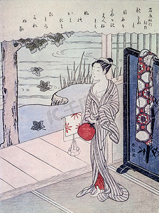 铃木春波。艺妓传统的日本版画ukiyo-e