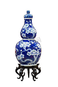 中国古董的蓝色和白色花瓶