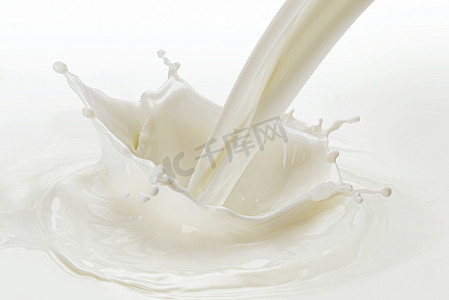 品牌介绍白底摄影照片_把牛奶泼洒在白底上