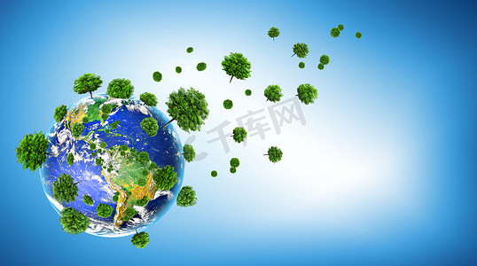 生态概念的环境与树木的培育。地球。地球的物理地球。Nasa 提供的这个图像的元素。3d 插图