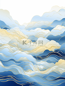 古典金边背景图片_中国风描金山水纹理背景27