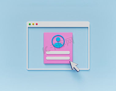 登录摄影照片_最小样式注册或登录表单页.注册用户界面。3d渲染