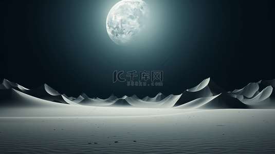 沙漠夜晚沙漠背景图片_夜空月球照射沙漠科技感背景4