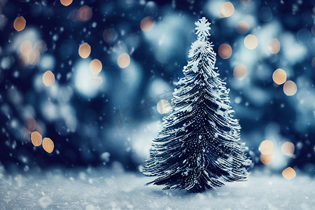 抽象模糊了圣诞树的背景，雪地和复印空间，节日和庆祝的概念，3D渲染