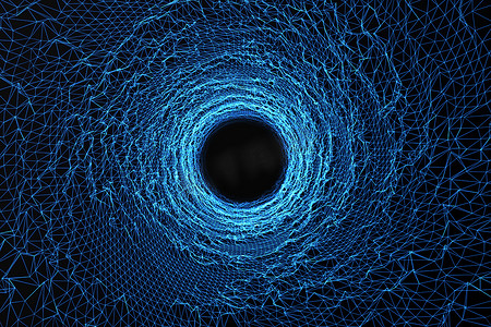 隧道空间摄影照片_宇宙虫洞，空间旅行的概念，可以与另一个连接一个宇宙的漏斗状隧道。3d 渲染