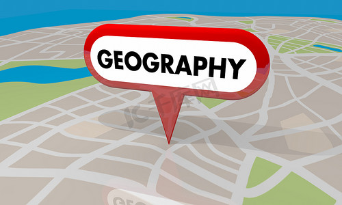 地理区域摄影照片_地理图 Pin 区域区域 Word 3d 渲染插图
