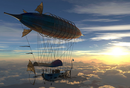 梦幻飞艇飞船飞艇气球3d 例证