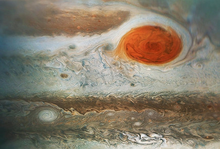 木星表面，具有较大的点，背景纹理。这张图片的元素是由美国宇航局提供的