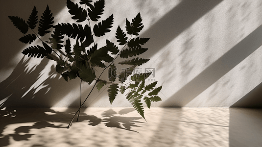 叶子光影效果背景图片_Defocused leaves shadow on white wall effect background的意思是“在白色墙壁的虚化树叶阴影效果背景上”。