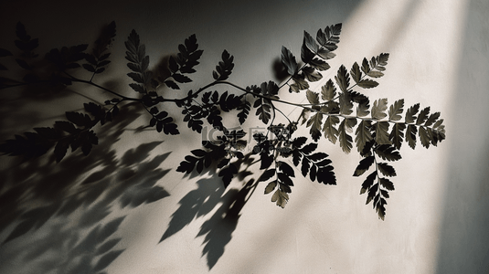 简单树叶背景图片_Defocused leaves shadow on white wall effect background的意思是“在白色墙壁的虚化树叶阴影效果背景上”。