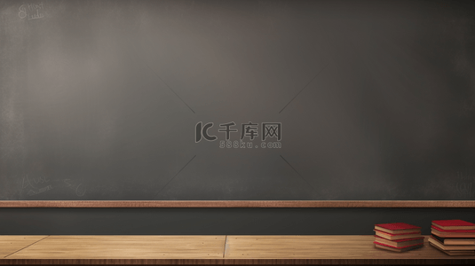 黑板文具背景图片_黑板前的书桌上摆放书本苹果背景4