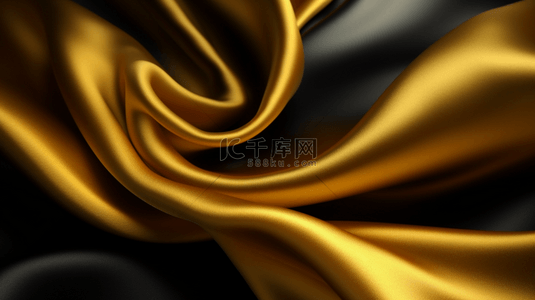 黑色缎面背景图片_奢华的黄金丝流动波纹时尚背景，适用于演示文稿的近景背景。
