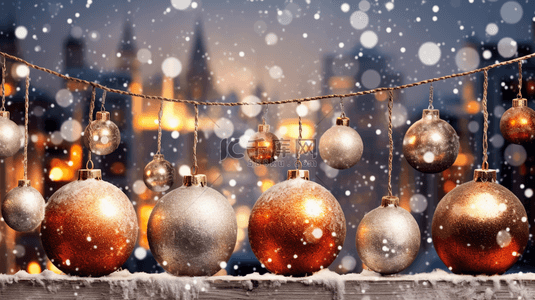 冷色背景背景图片_圣诞装饰球和抽象造型在黑色背景上。