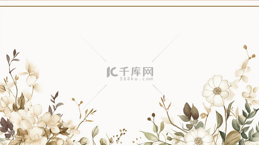 线条花卉背景图片_手绘的简约金色花卉背景模板