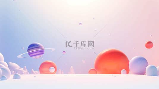 七彩C4D彩球星空电商背景3