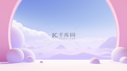 c4d数字背景图片_七彩C4D彩球电商展示台背景11