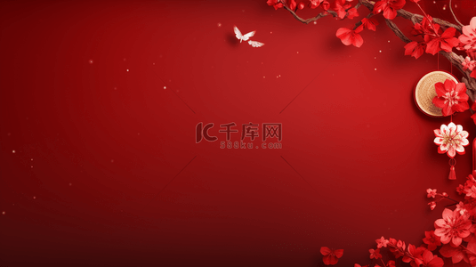 2红背景图片_中国红鲜花装饰新年中秋背景2
