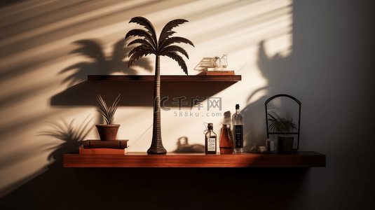 室内光影背景图片_植物产品背景，棕榈叶子
