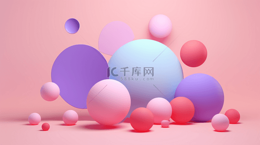3D矢量彩色球粉彩背景。