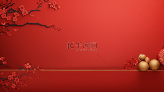 中国风背景图片_中国红鲜花装饰新年中秋背景12