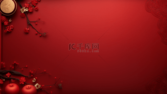 春节中国背景图片_中国红鲜花装饰新年中秋背景10