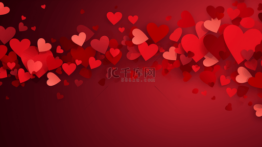 红色有爱背景图片_情人节横幅，设计有云和心形图案。