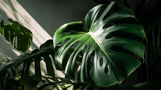 热带植物叶子背景图片_叶子在阳光背景下形成阴影。