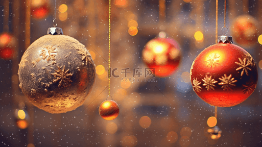 在活动背景图片_圣诞装饰球和抽象造型在黑色背景上。