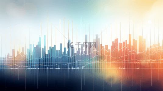 金融城市科技背景图片_七彩商务金融数据分析柱状折线背景15