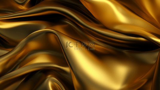奢华的黄金丝流动波纹时尚背景，适用于演示文稿的近景背景。