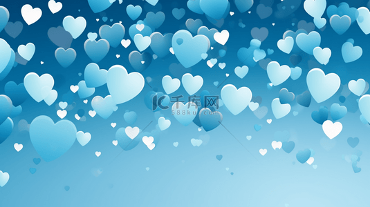 可爱的蓝色图案背景图片_可爱的心形气泡图案背景