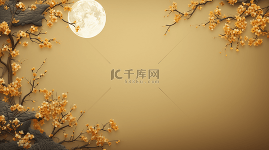 月中国背景图片_中秋鲜花圆月装饰背景3