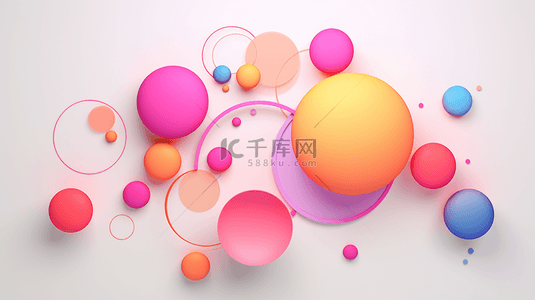 粉色系简约圆形几何背景背景图片_3D矢量彩色球粉彩背景。