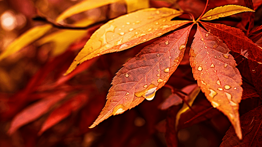 秋天的黄叶摄影图
