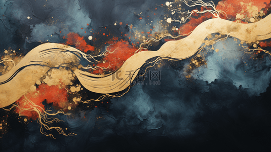 红金流体背景图片_大气富贵中国新年红金质感背景17