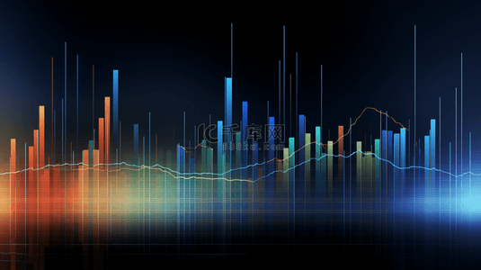 音量柱状背景图片_彩色商务金融柱状数据分析背景4