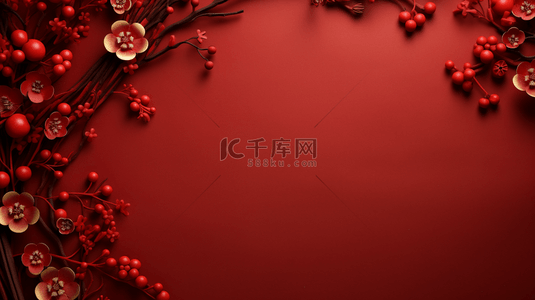 中国红鲜花装饰新年中秋背景1