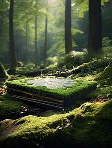 森林背景绿色背景图片_长满苔藓的岩石森林背景10