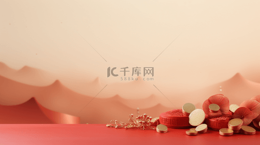 中国风梅花灯笼背景图片_中国风欢度春节电商场景背景8