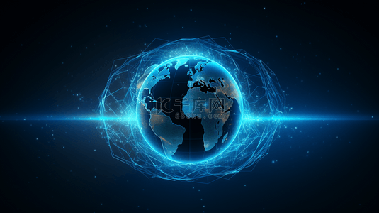 科技科幻数据蓝色背景图片_蓝色科技感地球简约背景14