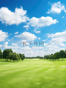 公园干净的草坪蓝色天空7
