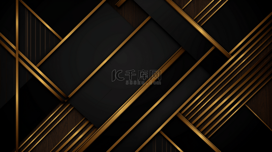 抽象的黑色背景，带有金色发光的线条。