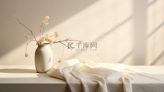 米白色桌子陶瓷花瓶家居电商背景15