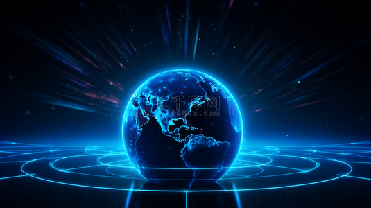 科技科幻数据蓝色背景图片_蓝色科技感地球简约背景35