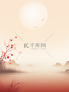 梅花春节背景背景图片_中国红简约立体中国风背景32