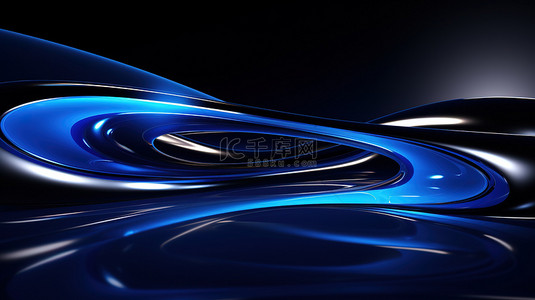 弯曲科技线条背景图片_抽象平滑弯曲的线条蓝色黑色背景19
